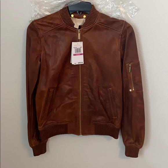 Michael Kors leather flight bomber jacket - Picture 2 of 4